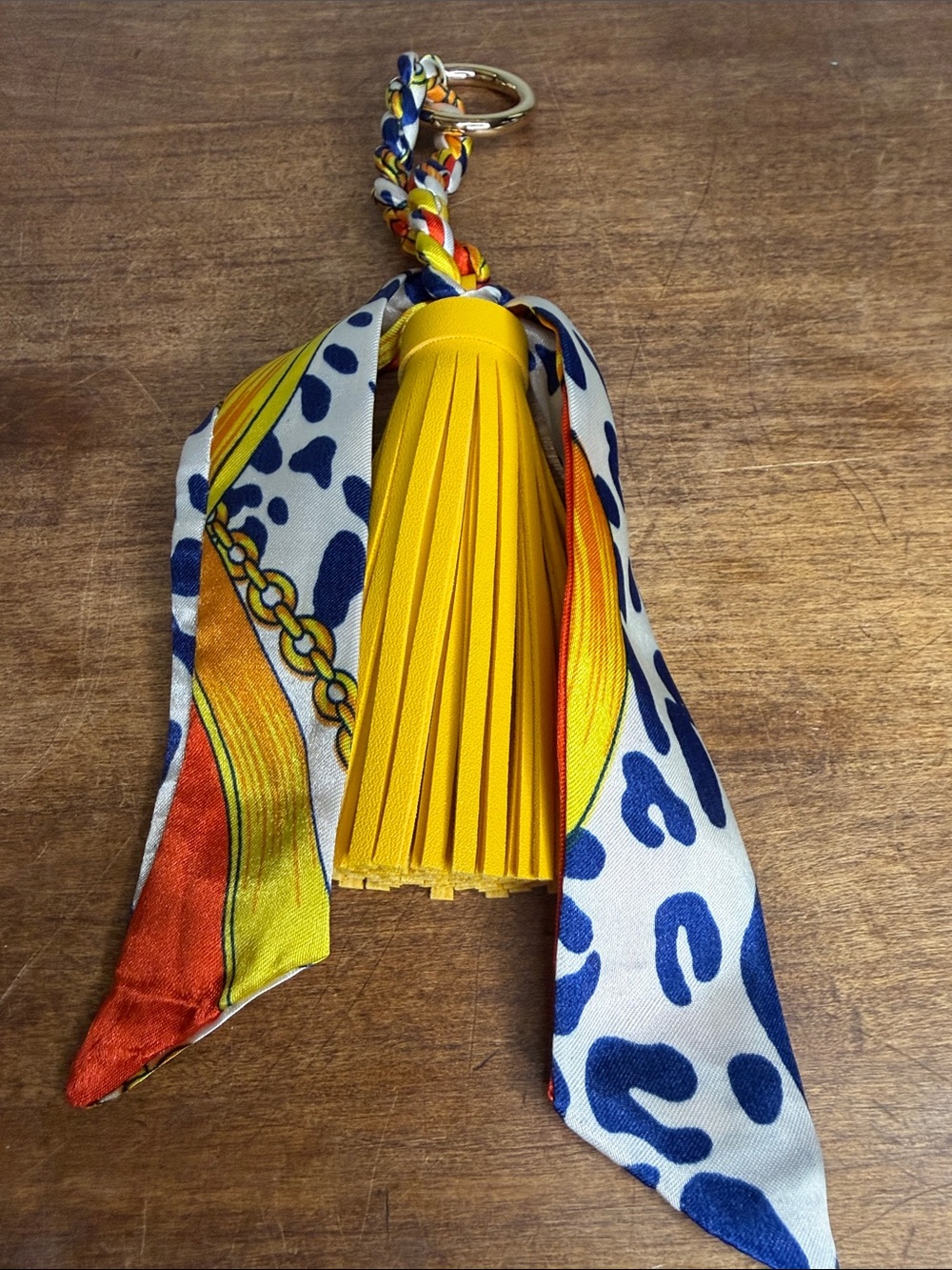 Yellow Tassel Scarf Bag Charm Keychain